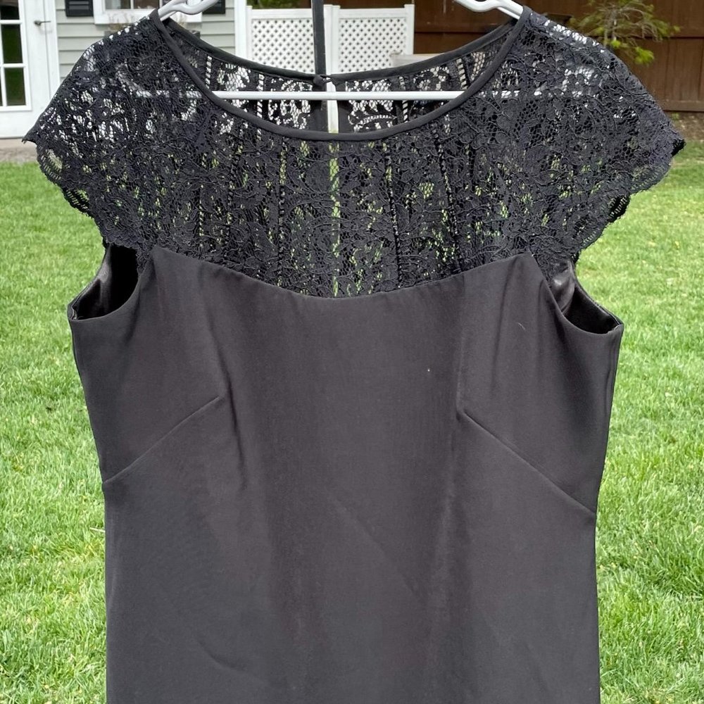 White House Black Market Black Shift Dress with Lace Neckline NWT Size 16